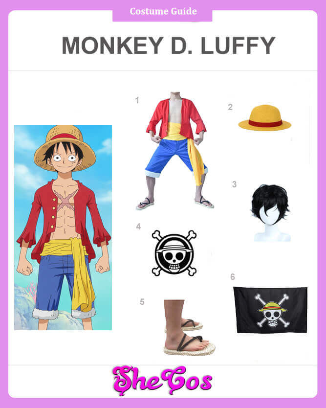 Monkey D Luffy Costume for Kids: Youth Luffy One Piece Shirt 