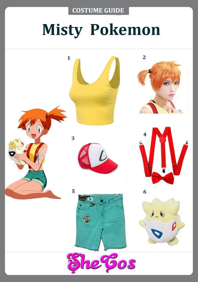 Details about   Pokemon Misty Cosplay summer Shorts Uniform custom made 