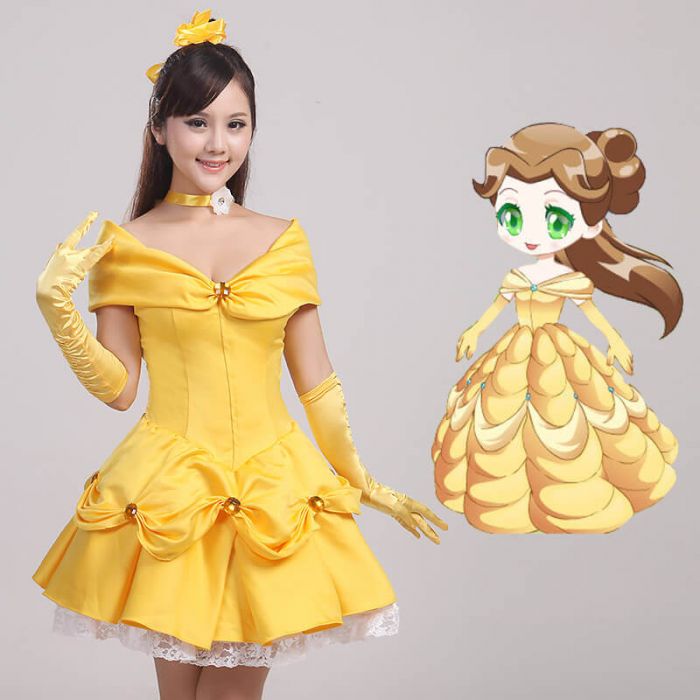 cache Til meditation Udtømning Beauty and the Beast Princess Belle Short Dress for Adults and Girls