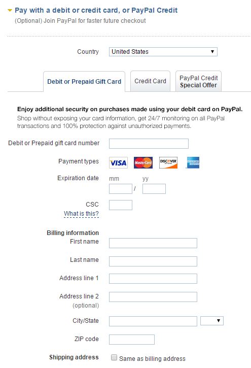 paypal credit card